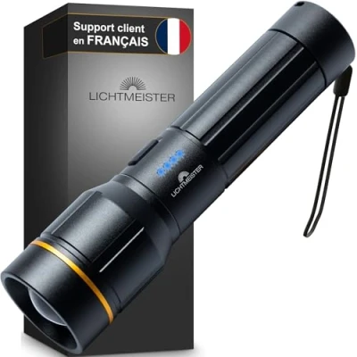 Image de LICHTMEISTER® Lampe de poche (2000 lumens, batterie 5000 mAh) torche LED rechargeable ultra lumineuse