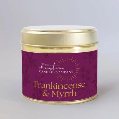 Image de Bougie parfumée encens et myrrhe dans une boîte en métal