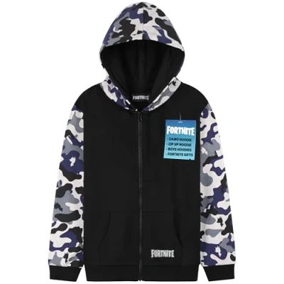 Image de Fortnite Sweats à Capuche Garçon Pull Ado Veste Enfant Sweat Zippé Chaude Gaming Manches Longues Style Décontracté Cadeau Gamer (11 12 Ans, Noir/Camouflage)