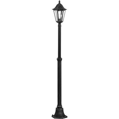 Image de EGLO Lampadaire extérieur Navedo, lampe de chemin vintage, éclairage d&#039;extérieur pour allée et jardin, fonte d&#039;aluminium noir avec patine argentée verre, E27, IP44, 200 cm