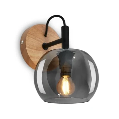 Image de BRILONER lampe de lecture, applique intérieure, verre fumé, E14, lampe, salon, noir