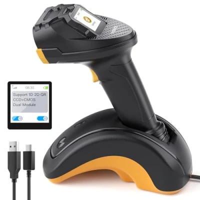 Image de Inateck Scanner de Code Barres Bluetooth, 2D 1D sans Fil, QR, avec Écran Tactile et Base Intelligente, Modules Doubles CMOS+CCD, Supporte App SDK,Pro 8
