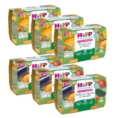 Image de HiPP Biologique P&#039;tits Veggies 2 Variétés dès 6 Mois Paquets de Pots 190g