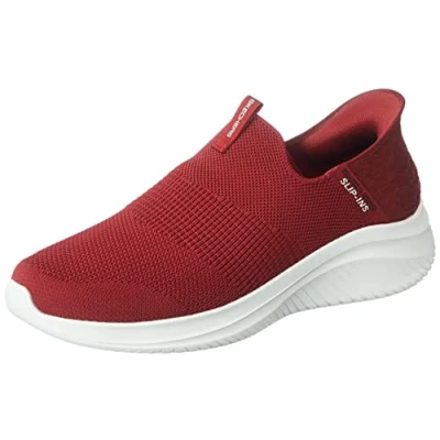 Image de Skechers Homme Ultra Flex 3.0 Smooth Step Basket, Bordure en Tricot Bordeaux, 41.5 EU