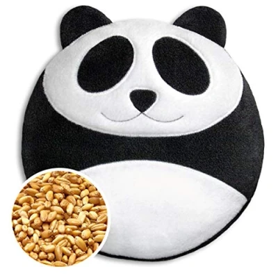Image de LESCHI Coussin chauffant Bouillotte micro ondes 4 compartiments Animal : panda noir, blanc graines de blé bio souple Idéal pour se réchauffer en hiver et apaiser le ventre