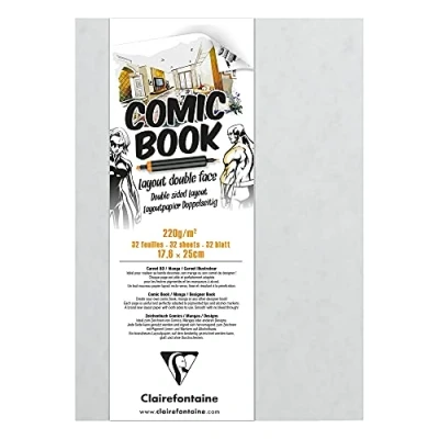 Image de Clairefontaine 975197C Carnet Layout Double Face 32 Feuilles Papier Dessin Blanc Extra Lisse 17,6x25 cm 220g idéal pour le au Feutre à Alcool, Encre de Chine et Line Art