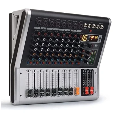 Image de Console de mixage Puissance 8 canaux, Kit Audio, 16 Types d&#039;effets numériques intégrés, 2x150W Effets DSP, mélangeur Audio USB Professionnel Compatible Bluetooth DJ
