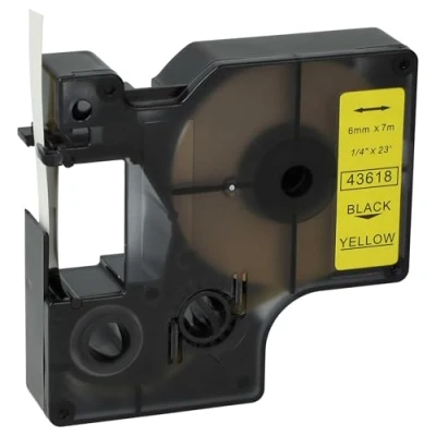 Image de vhbw Ruban remplacement pour Dymo 43618, D1 imprimante d&#039;étiquettes 6mm Noir sur Jaune