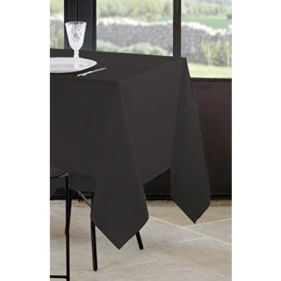 Image de Stof Nappe Taille 145x200 cm 100% Polyester Couleur Anthracite Modèle Nelson Rectangulaire Linge de Table Lavable 30 Qualité Exceptionnelle