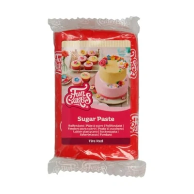 Image de FunCakes Pâte à Sucre Fire Red: facile utiliser, lisse, flexible, douce et pliable, parfaite pour la décoration de gâteaux, halal, casher sans gluten. 250 g
