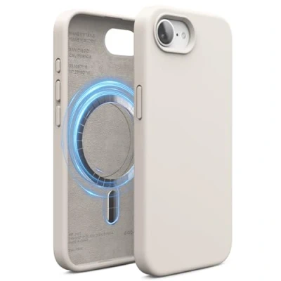 Image de elago Coque Magnétique en Silicone Compatible avec iPhone 16e Étui, Tous Les Accessoires MagSafe Aimants Intégrés, à Prise Douce, Antichoc (Stone)