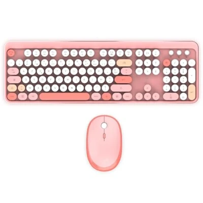 Image de Combo sans fil clavier + souris MOBILITY LAB Pure Color Rose Design ergonomique Frappe discrète