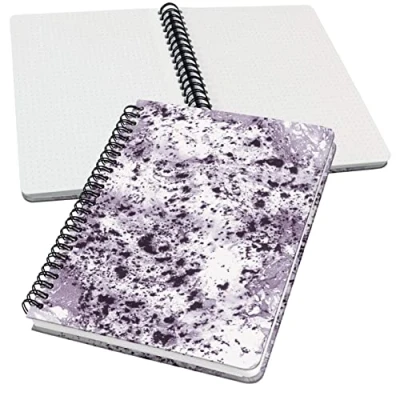 Image de SIGEL JN606 Carnet de notes à spirale basic, 16,2 x 21,5 cm, pointillé, couverture rigide, motif marbré violet/blanc Jolie