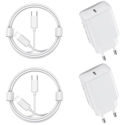 Image de 30W Chargeur USB C Rapide for iPhone 14/14/Pro/14 Pro Max/14 Plus/13 12 11 SE XR X XS 8, 2 Pack USBC Charger Prise Secteur Type Alimentation Adaptateur et 2M Cable