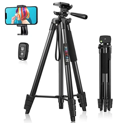 Image de JOILCAN Trepied Smartphone, 161cm Extensible Alluminio Telephone avec Télécommandeet, Compatible iPhone/Samsung/Appareil Photo Petit, Selfie Stick pour Android/iOS