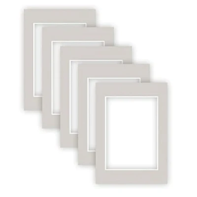Image de nielsen Conservation Passepartout carton 2,2 mm set de 5 pièces format extérieur 29,7x42 cm (DIN A3) pour d&#039;image 21x29,7 A4) gris silex (gris clair) surface structurée