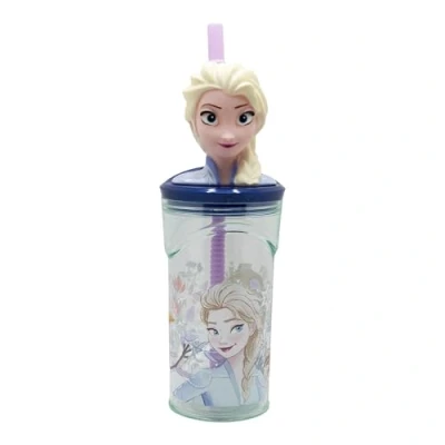 Image de GOBELET RÉUTILISABLE POUR ENFANTS EN PLASTIQUE SANS BPA 430 ML AVEC FIGURINE 3D SUR LE COUVERCLE FROZEN TRUST THE JOURNEY