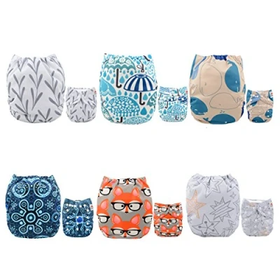 Image de ALVABABY Lot de 6 Couches réutilisables lavables en tissu + 12 inserts 6DM26 FR