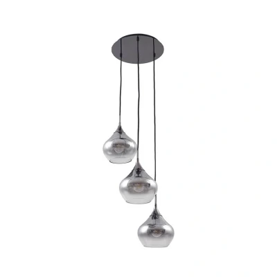 Image de Lucande Suspension Jarven, à 3 lampes, noir, verre