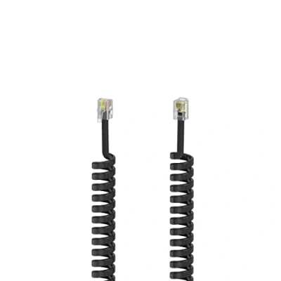Image de Hama câble téléphonique en spirale de 1,5 m (câble 4p4c, combiné téléphonique, modulaire, prise RJ10 vers RJ10, cordon rétro pour téléphones analogiques,