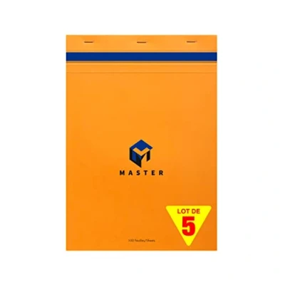 Image de Calligraphe 10704Cpack Un Lot de 5 Blocs Master Agrafés en Tête Oranges (une Marque Clairefontaine) A4 21x29,7 cm 100 Feuilles Petits Carreaux Papier 70 g Couverture Carte Enduite