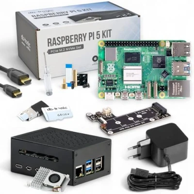 Image de db tronic Raspberry Pi 4 Kit de démarrage Go / RAM bloc d&#039;alimentation USB C 5 V 3 A boîtier carte SD 32 câble micro HDMI
