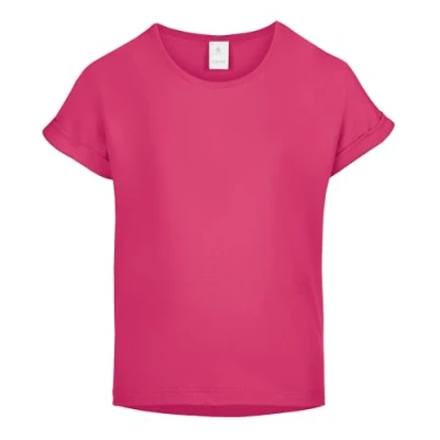 Image de Merry Style T Shirt Fille Coton Manches Courtes Retournées Col Rond Classique MS 468 (RougeAmarante, 7 8 Ans)