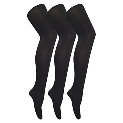 Image de Sock Snob 3 Paires Femme 80 Deniers Opaque Collant Chaude Confortable en Doux Colorée Collants Matt (L, Le noir)