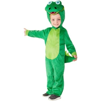 Image de Smiffys Costume de crocodile pour tout petit, Vert, avec combinaison à capuche