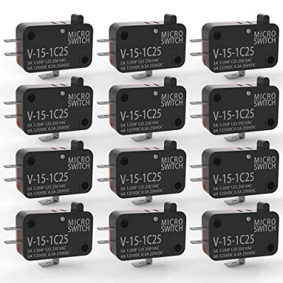 Image de Gebildet 12pièces V 15 1C25 Micro Interrupteur 1NO 1NC, 3Broches SPDT de Fin Course, Actionneur Momentané Microrupteurs à Bouton Poussoir