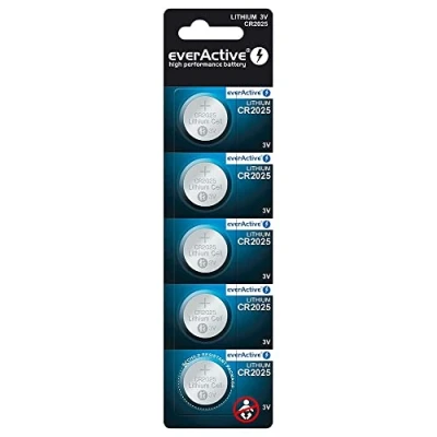 Image de EverActive CR2025 Lot de 5 Piles Bouton au Lithium 3 V