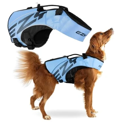 Image de EZYDOG X2 Boost Gilet de Sauvetage Bateau, adapté aux Chiens, Planche à pagaie, flottabilité supérieure, poignée Sauvetage, (Taille L, Bleu)