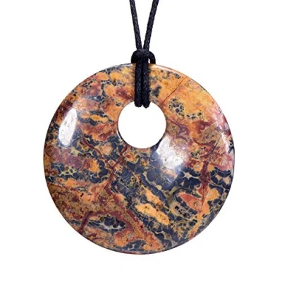 Image de Morella Femme Collier 80 cm avec Donut Pendentif Pierre Précieuse Jaspe léopard dans Petit Sac