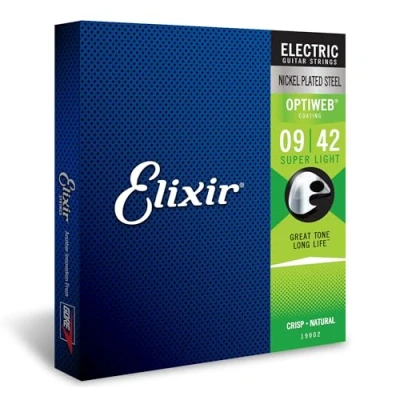 Image de Cordes Elixir® pour guitare électrique avec revêtement OPTIWEB®, Super Light (.009 .042)
