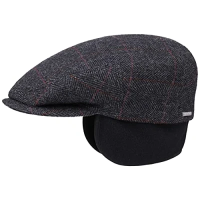 Image de STETSON Kent Wool Ivy Cap with Earflaps Homme Made in The EU Casquettes Casquette Gavroche pour l&#039;hiver avec visière, Oreillettes, Doublure Hiver Automne 55 cm Anthracite