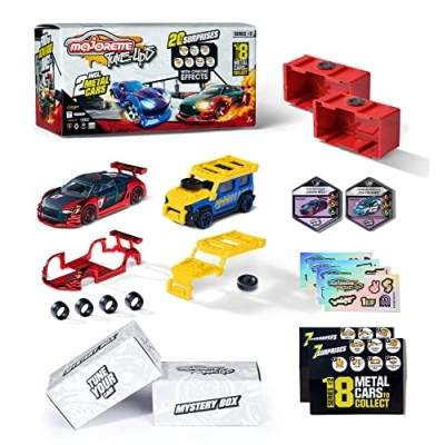 Image de Majorette Tune Mix N Match Set 2 Véhicules Chrome Voitures Miniatures en Métal Coffret avec 16 Surprises Accessoires + Pièces de Tuning Badges Collector Inclus 212051008