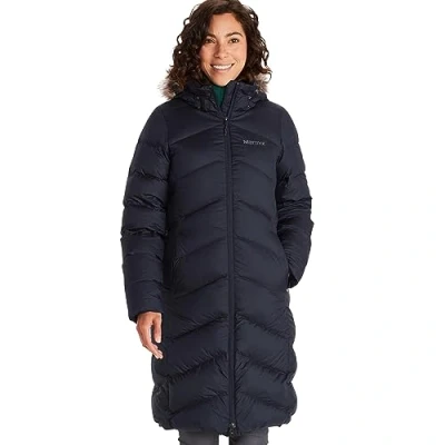 Image de Marmot Wm&#039;s Montreaux Coat Veste Légère en Duvet Isolée, Facteur de Gonflement 700, Manteau d&#039;extérieur, Anorak déperlant, Coupe Vent Femme Midnight Navy FR: S (Taille Fabricant: S)