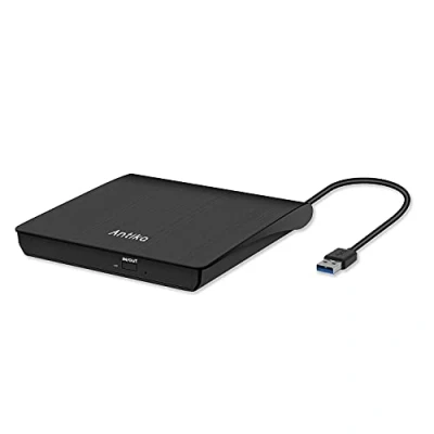 Image de Lecteur CD DVD Externe,Antika USB 3.0 Portable Graveur et de RW/DVD RW Compatible avec Ordinateurs Windows XP/7/8/10 Mac, MacBook Air/Pro (Nio)