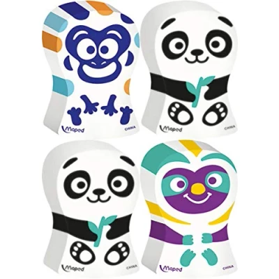 Image de Maped Ergo Fun Lot de 2 gommes blanches avec forme Ergonomique et motif Motifs Animaux Aléatoire 119002 Multicolore
