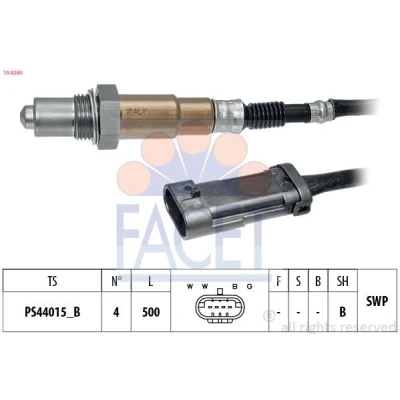 Image de FACET 10.8280 Sonde lambda Made in Italy OE Equivalent chauffé, planaire, Filetage prégraissé 4 RENAULT: CLIO 2, 3, Kangoo I