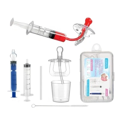 Image de BORNOVA Sucette Distributrice de Médicaments avec Seringue Intégrée et à Fruits pour Bébé Calmosine Digestion, Solution Sécurisé l&#039;Alimentation la Médication votre