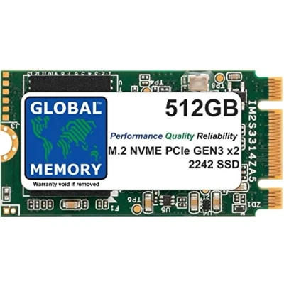 Image de GLOBAL MEMORY Disque dur SSD M.2 2242 PCIe Gen3 x2 NVMe B+M Key pour ordinateurs portables/ordinateurs de bureau/serveurs/postes travail/cartes mères 512 Go