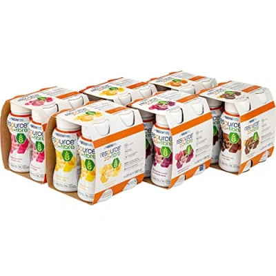 Image de Resource® 2.0 Fibre liquides alimentaires boîte mixte hypercalorique 2 kcal / ml riches en fibres 5 saveurs 24 bouteilles 1 carton
