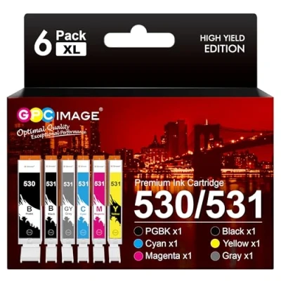 Image de GPC Image PGI 530 CLI 531 XXL Compatible Cartouches d&#039;encre pour Canon TS8750 TS8751 (1 PGBK,1 Noir,1 Cyan,1 Magenta,1 Jaune,1 Gray, 6 Pack)