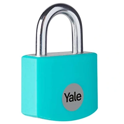 Image de Yale YE3B/25/112/1/TE Cadenas de sécurité standard en aluminium 25 mm Bleu sarcelle Anse ouverte acier 3 clés
