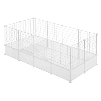 Image de EUGAD Enclos Lapin avec Fond, Parc pour Cochon d&#039;Inde, Blanc 142x71x53cm