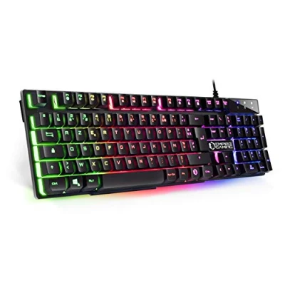 Image de EMPIRE GAMING Clavier Gamer Nouveau K300 (AZERTY) 105 Touches Semi Mécaniques Rétroéclairage LED RGB 19 Keys Anti Ghosting 12 Raccourcis Multimédia USB Filaire