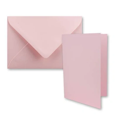 Image de FarbenFroh by GUSTAV NEUSER Lot de 25 cartes pliantes Format A7 10,5 x 7,4 cm Avec enveloppes C7 en rose Petites doubles vierges à personnaliser et imprimer