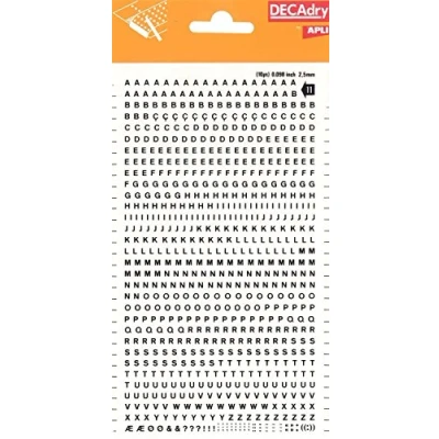 Image de Apli DD11F 1 Pochette de lettres transfert majuscules noires 2,5 mm 730 caractères