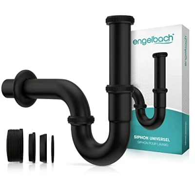 Image de Engelbach® Siphon lavabo Tuyau d&#039;évacuation 1 1/4&quot; avec manchette en caoutchouc évier universel